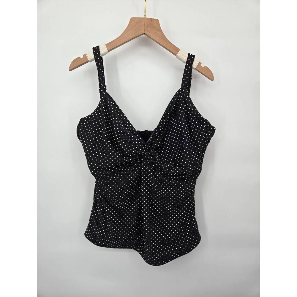Miraclesuit Tankini Top Size 16DD Slimming V-Neck Polka Dots